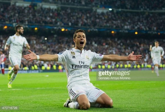 O gol de Chicharito Hernández eliminou o Real Madrid da Champions League 2014/15. 
