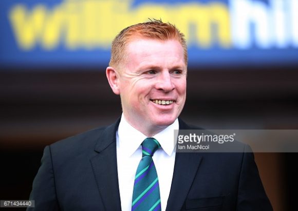 GLASGOW, SCOTLAND - APRIL 22: Hibernian manager Neil Lennon looks on prior to theWilliam Hill Scottish Cup semi-final match between Hibernian and Aberdeen at Hampden Park on April 22, 2017 in Glasgow, Scotland. (Photo by Ian MacNicol/Getty Images)