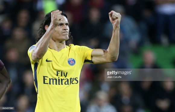 O uruguaio Edinson Cavani é o artilheiro do PSG na Ligue 1 com 7 gols marcados.