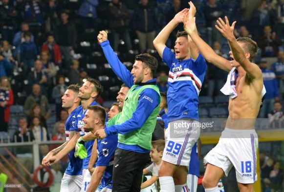 Jogadores da Sampdoria comemoram 