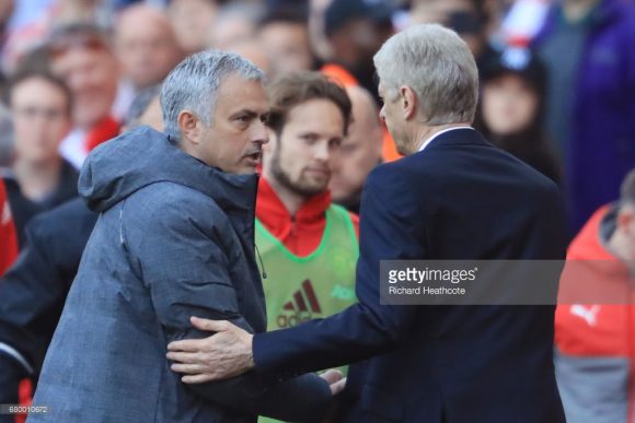 A relação de José Mourinho e Arsène Wenger já foi muito pior nos tempos em que o português era treinador do Chelsea. Entretanto, a rixa entre os dois técnico continua enorme.