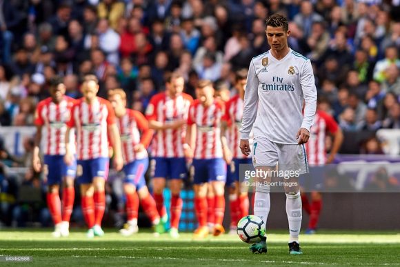 Ex-atleta do Real Madrid, o atacante Cristiano Ronaldo já marcou 22 gols nas 37 vezes que desafiou o Atlético Madrid ao longo da carreira. 